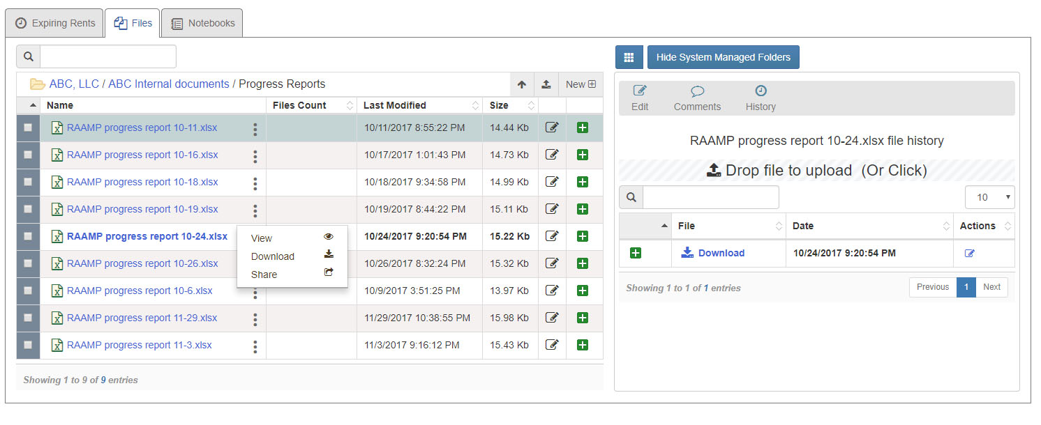 RAAMP document management workflow